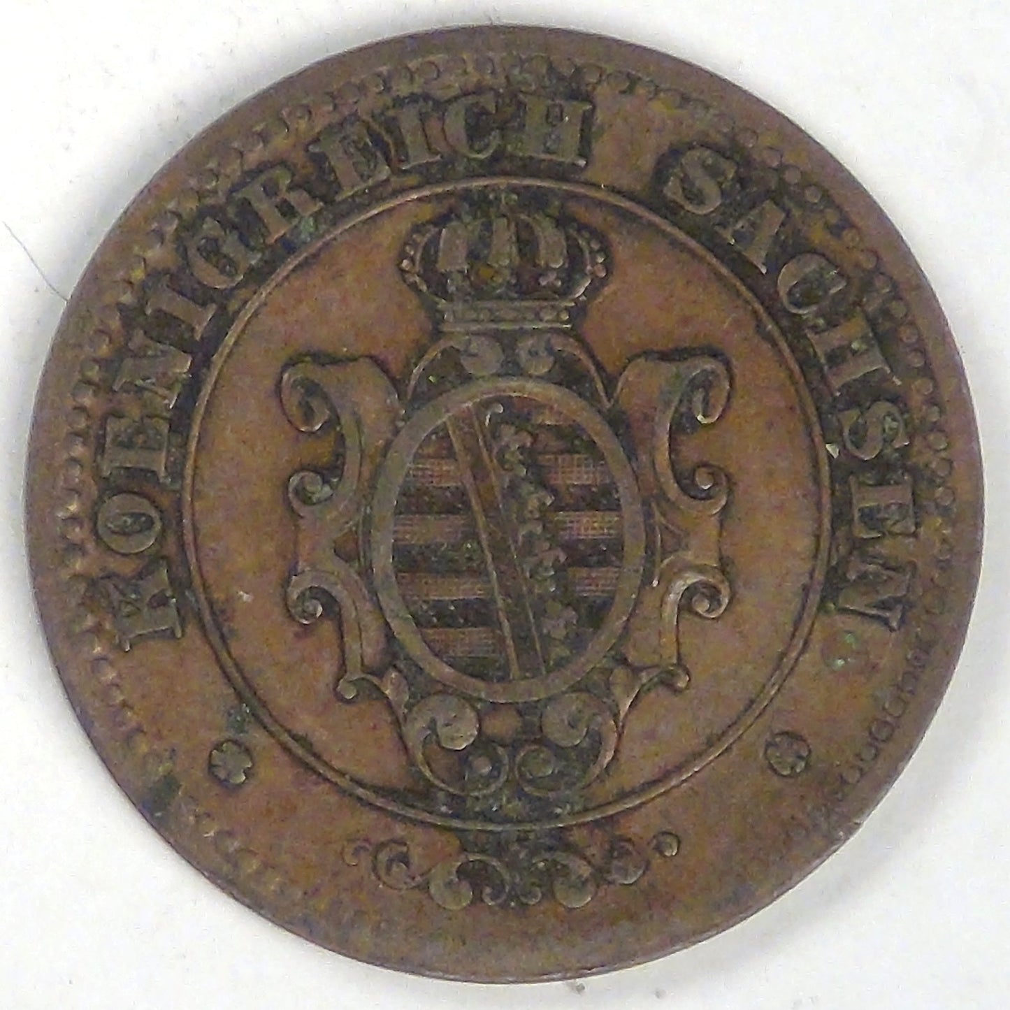 GERMANY - Kingdom of Saxony, Johann I, 1864 B, 2 Pfennige, Choice VF