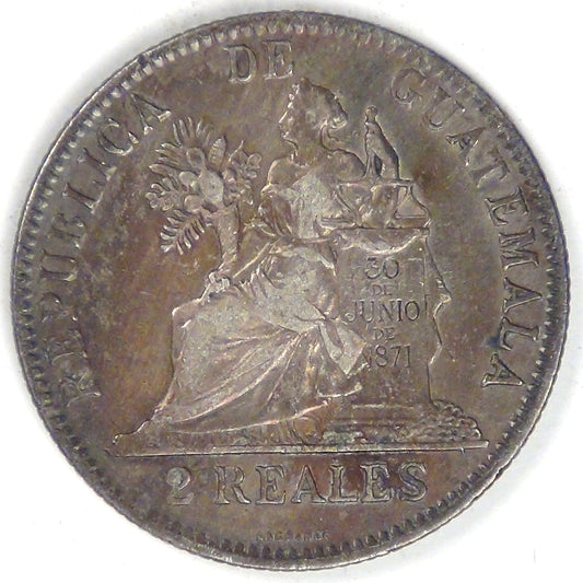 GUATEMALA - Republic, 1898, 2 Reales, Choice VF