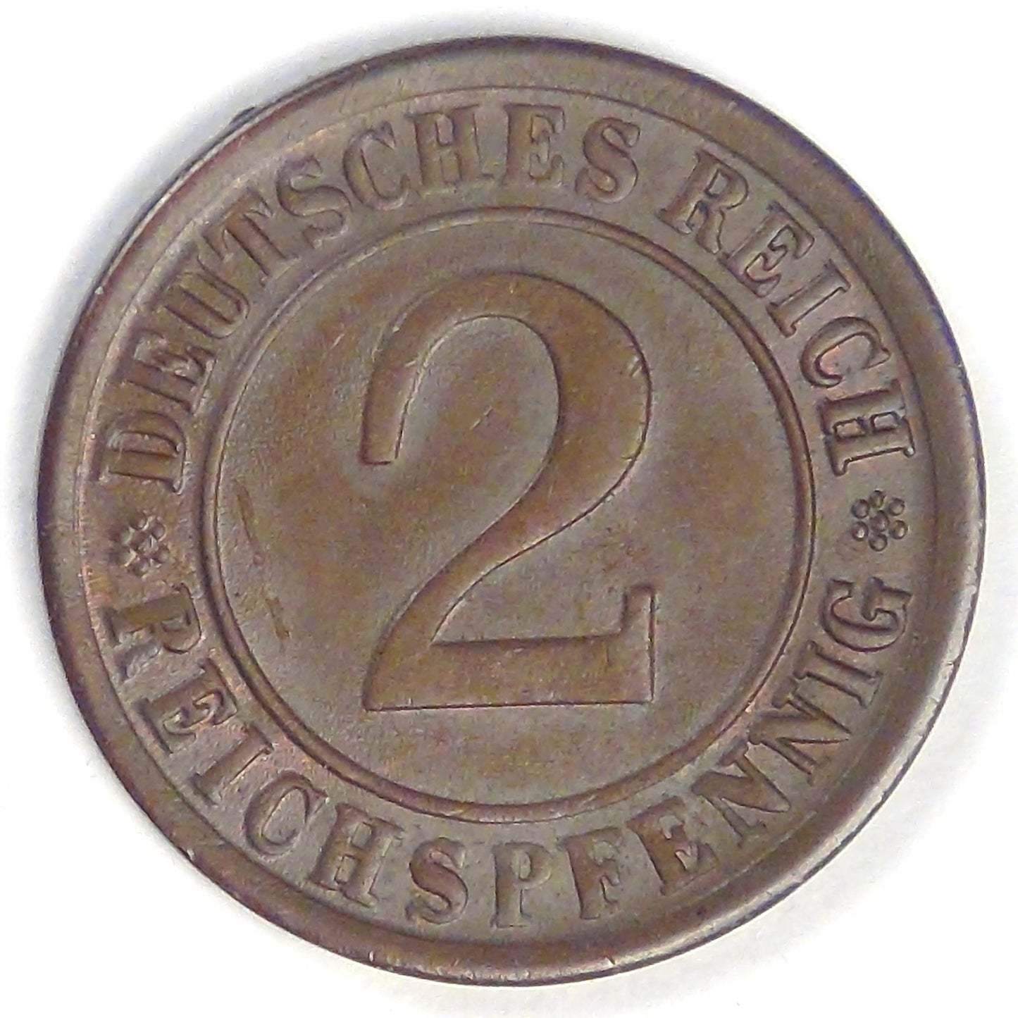 GERMANY - Weimar Republic, 1924 A, 2 Reichspfennig, Choice AU BN