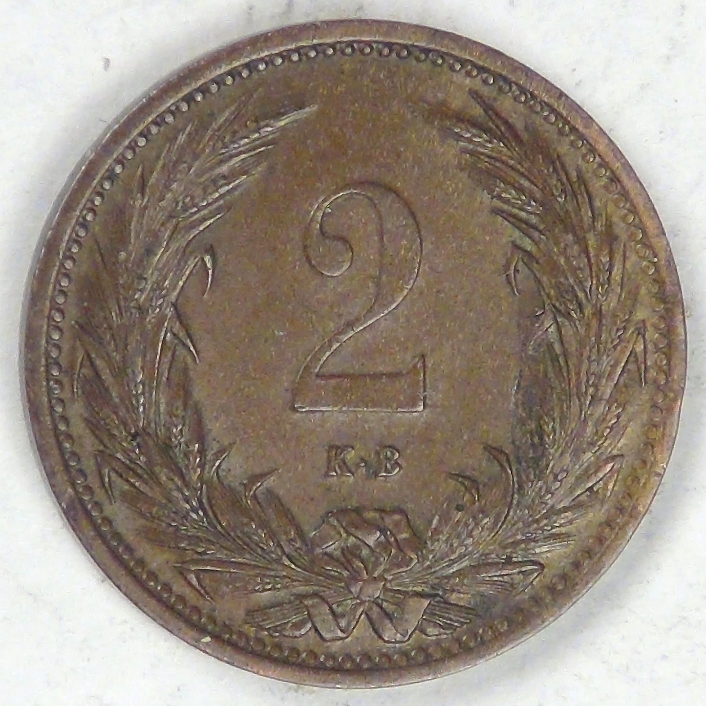 HUNGARY, Franz Joseph I, 1906 KB, 2 Filler, Almost Uncirculated