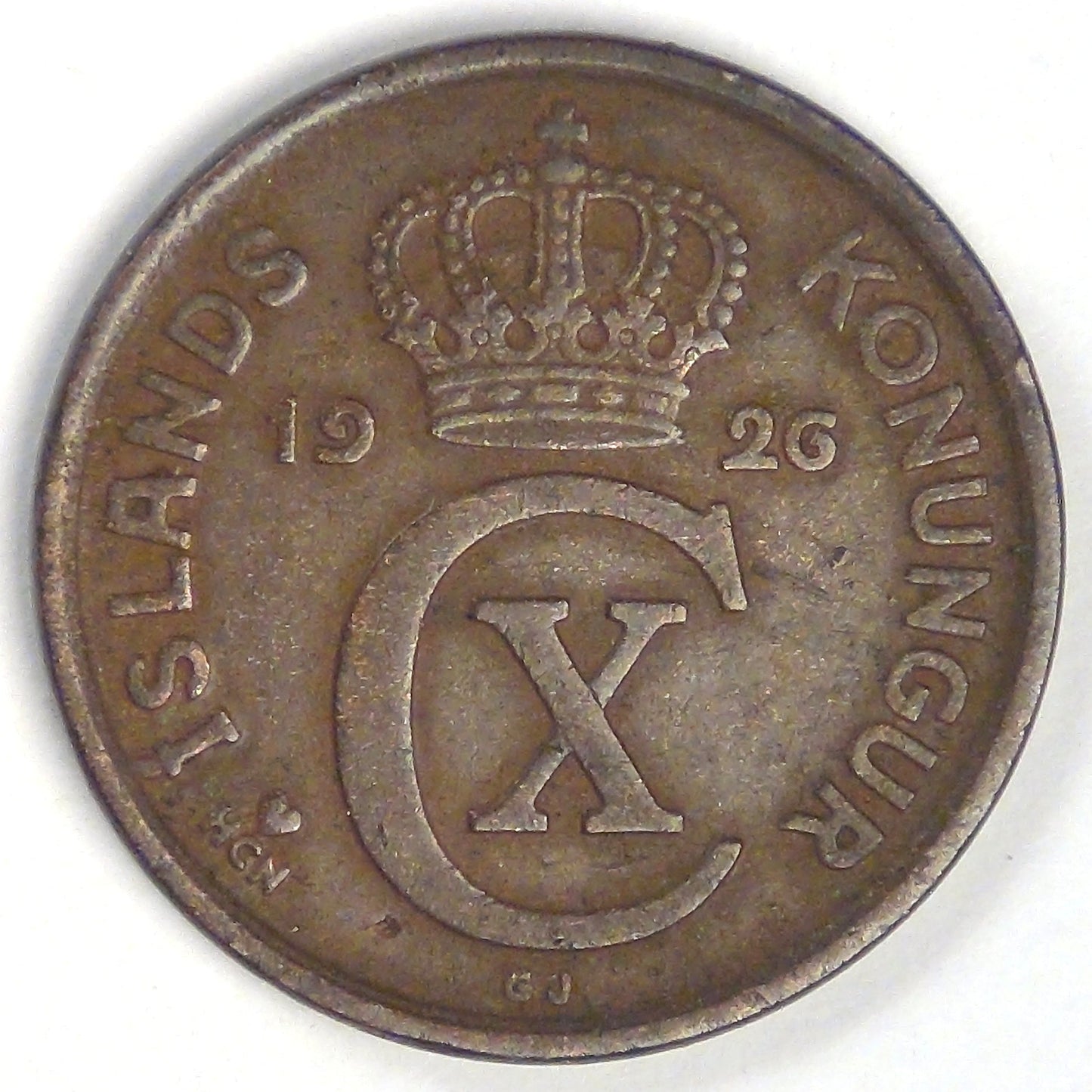 ICELAND - Kingdom, Christian X, 1926 HCN ❤GJ, 5 Aurar, Very Fine