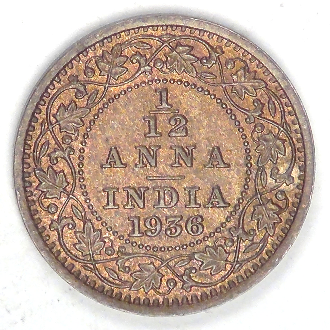 INDIA - British Colony, George V, 1936, 1/12 Anna, AU / Uncirculated