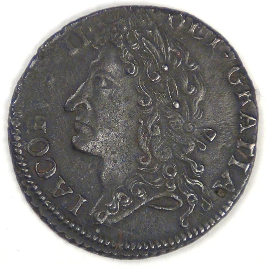 IRELAND - United Kingdom, James II, Gun Money Coinage, 1689 10r, Shilling, EF details