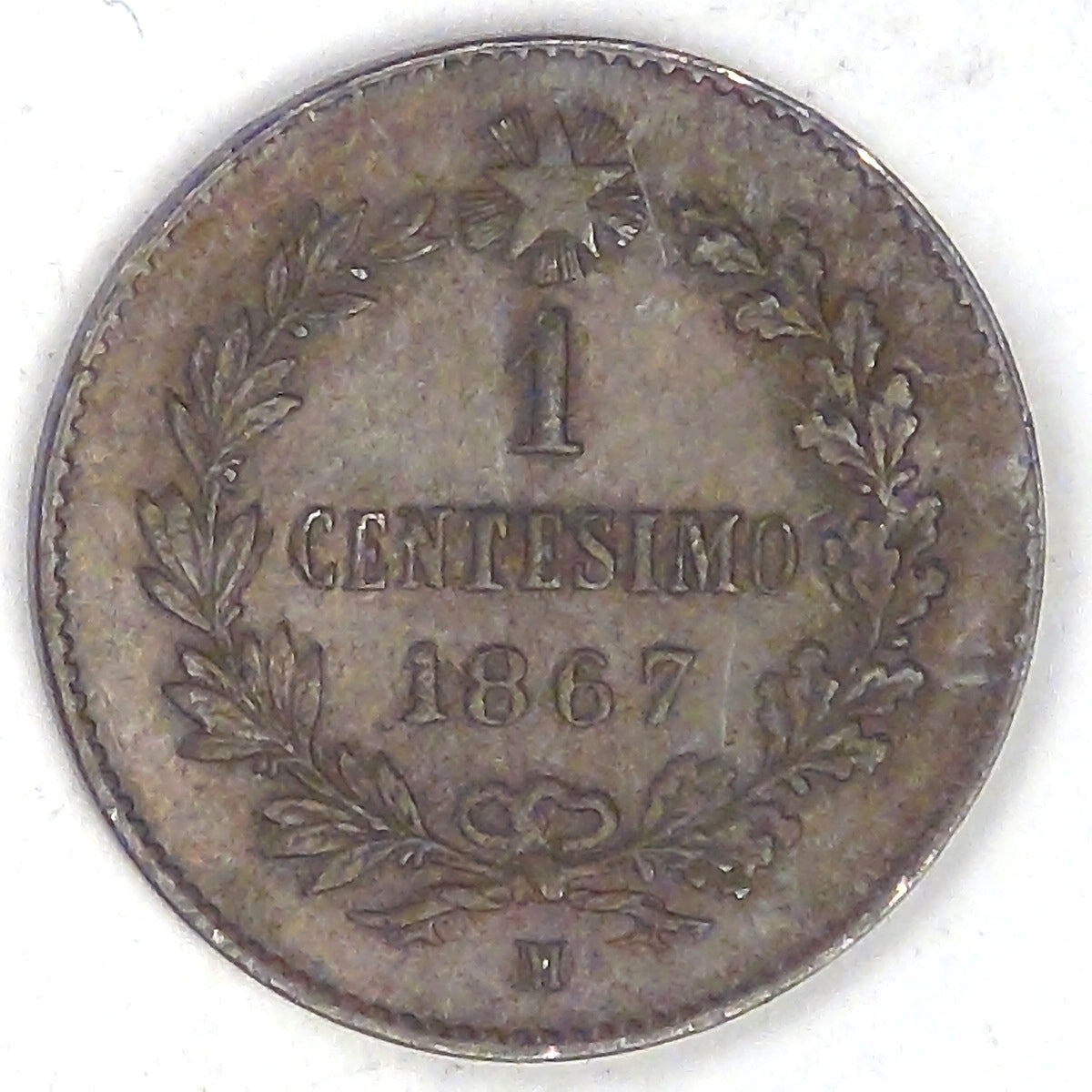 ITALY - Kingdom, Vittorio Emmanuel II, 1867 M Centesimo, Extra Fine / AU