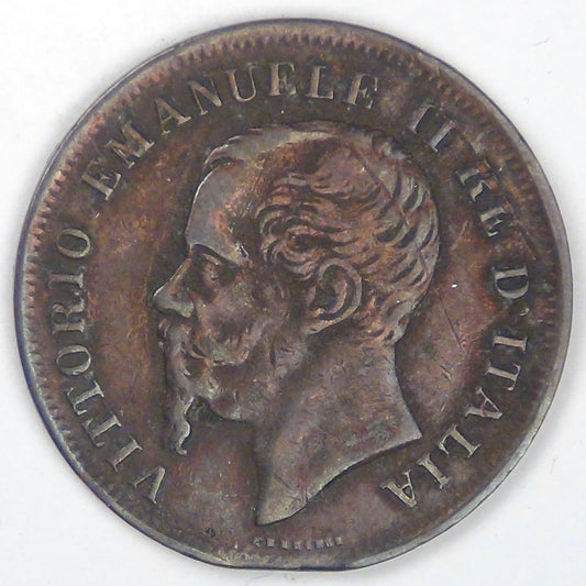 ITALY - Kingdom, Vittorio Emmanuel II, 1861 N, 5 Centesimi, Very Fine