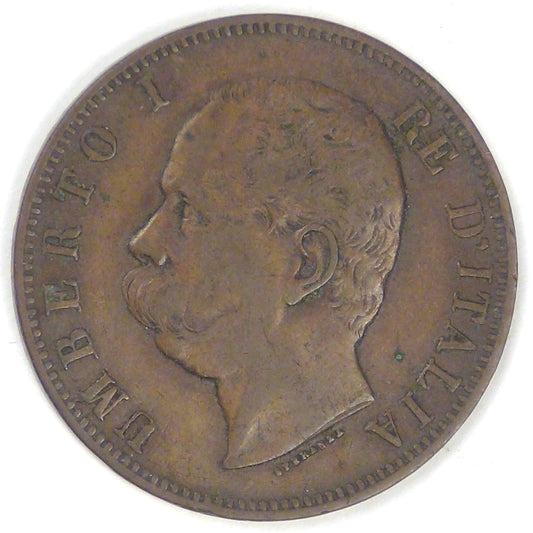 ITALY - Kingdom, Umberto I, 1893 R, 10 Centesimi, about Very Fine