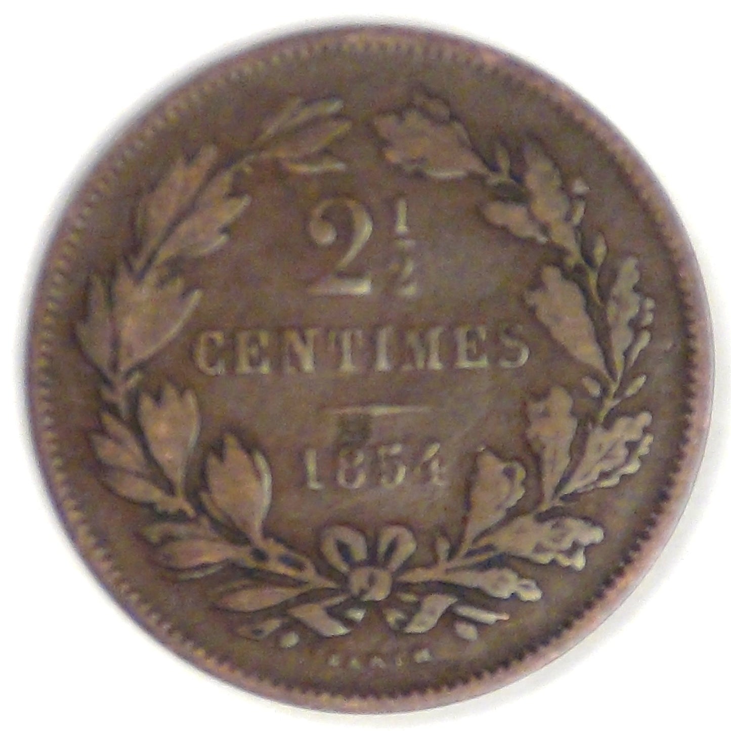 LUXEMBOURG - Grand Duchy, William III, 1854, 2½ Centimes, Fine