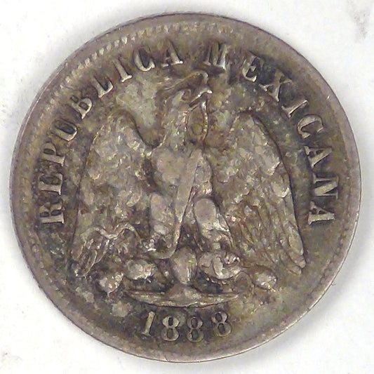MEXICO - Second Republic, 1888 Mo M, 10 Centavos, Choice Very Fine