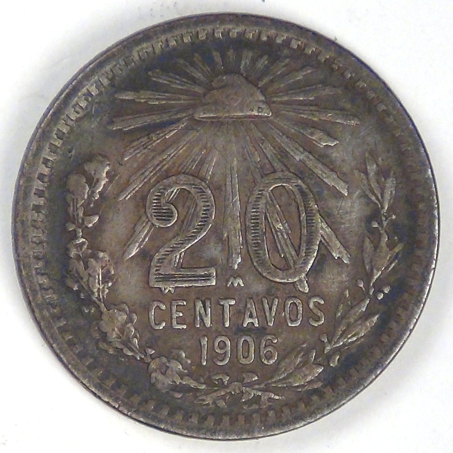 MEXICO - United Mexican States, 1906 M, 20 Centavos, Choice Very Fine