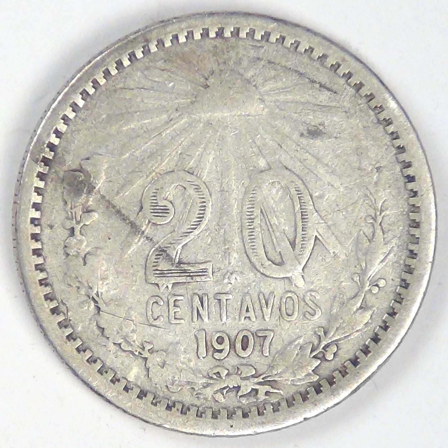 MEXICO - United Mexican States, 1907 M, 20 Centavos, Very Fine