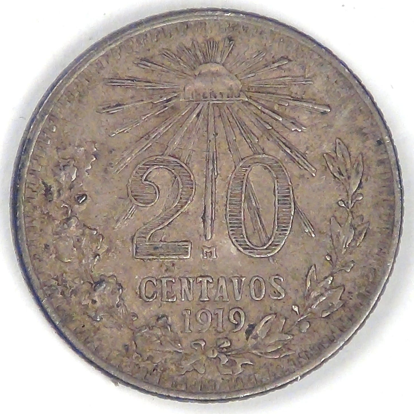 MEXICO - United Mexican States, 1919 M, 20 Centavos, Choice Extra Fine