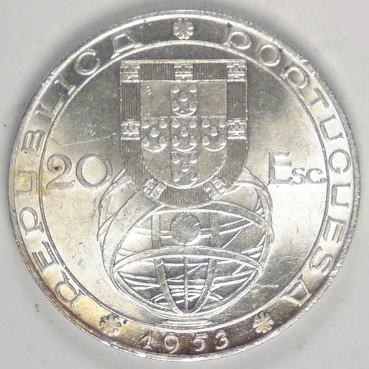 PORTUGAL - 2nd Republic, 1953, 20 Escudos, Choice AU