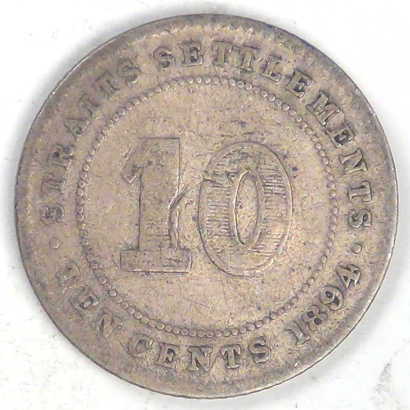 STRAITS SETTLEMENTS - British Colony, Victoria, 1894, 10 Cents, Fine