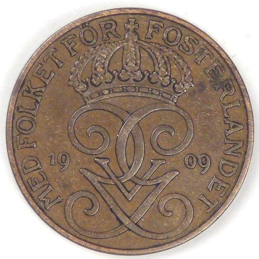 SWEDEN, Gustaf V, 1909, 5 Öre, Extra Fine