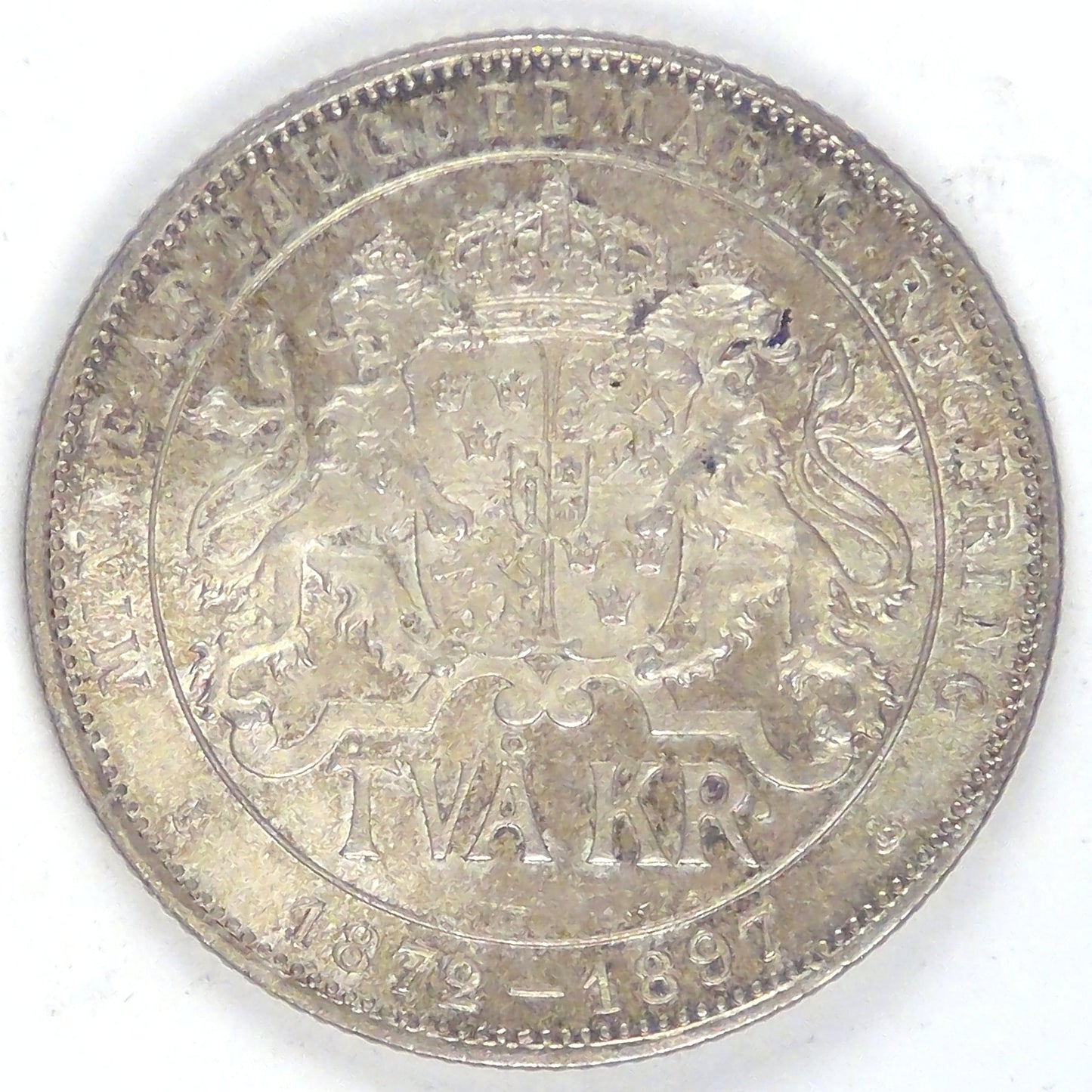 SWEDEN, Oscar II, ND (1897) 2 Kronor, Choice BU