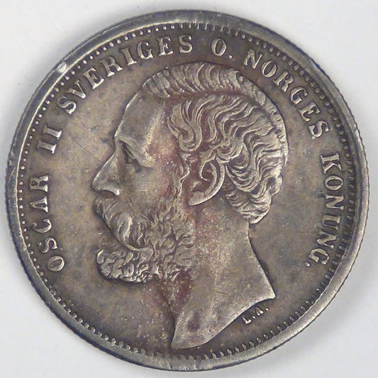 SWEDEN, Oscar II, 1876 ST Krona, Very Fine
