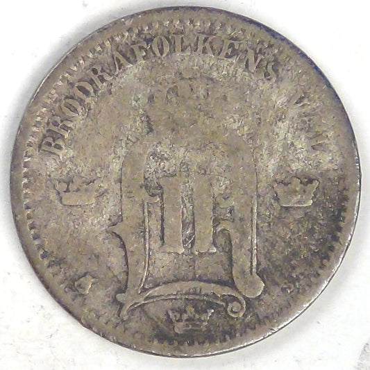 SWEDEN, Oscar II, 1876, 25 Öre, Very Good / Fine