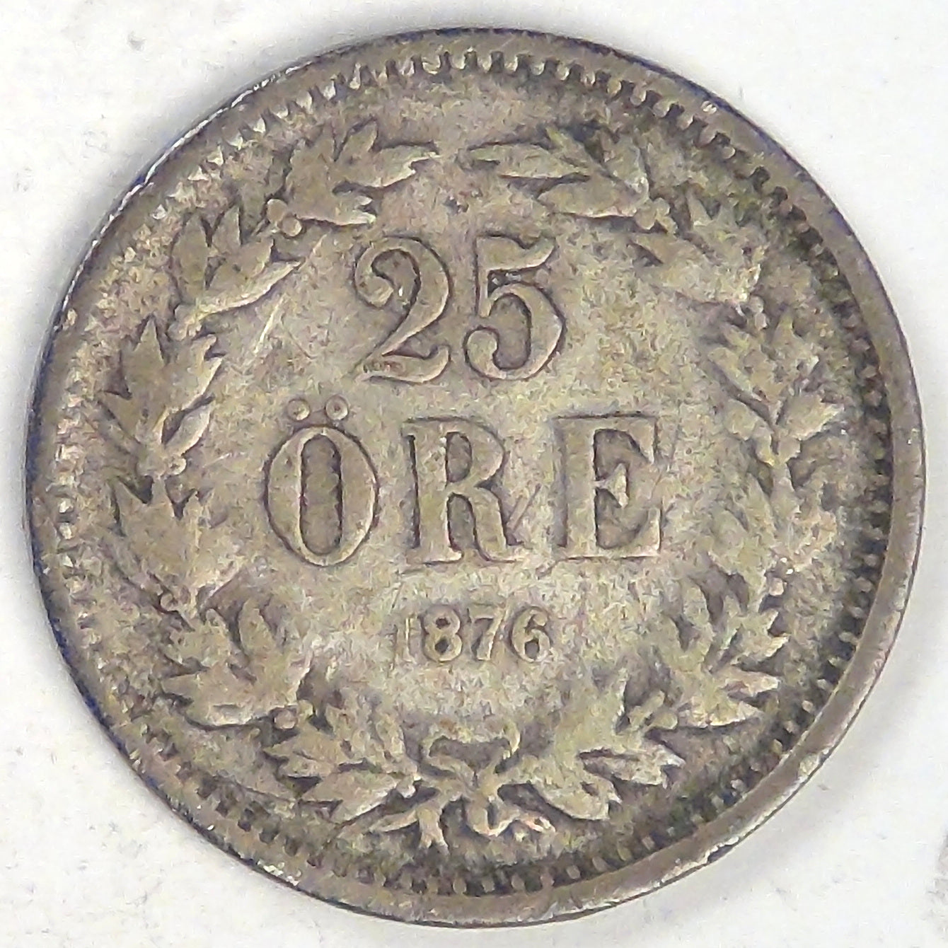 SWEDEN, Oscar II, 1876, 25 Öre, Very Good / Fine