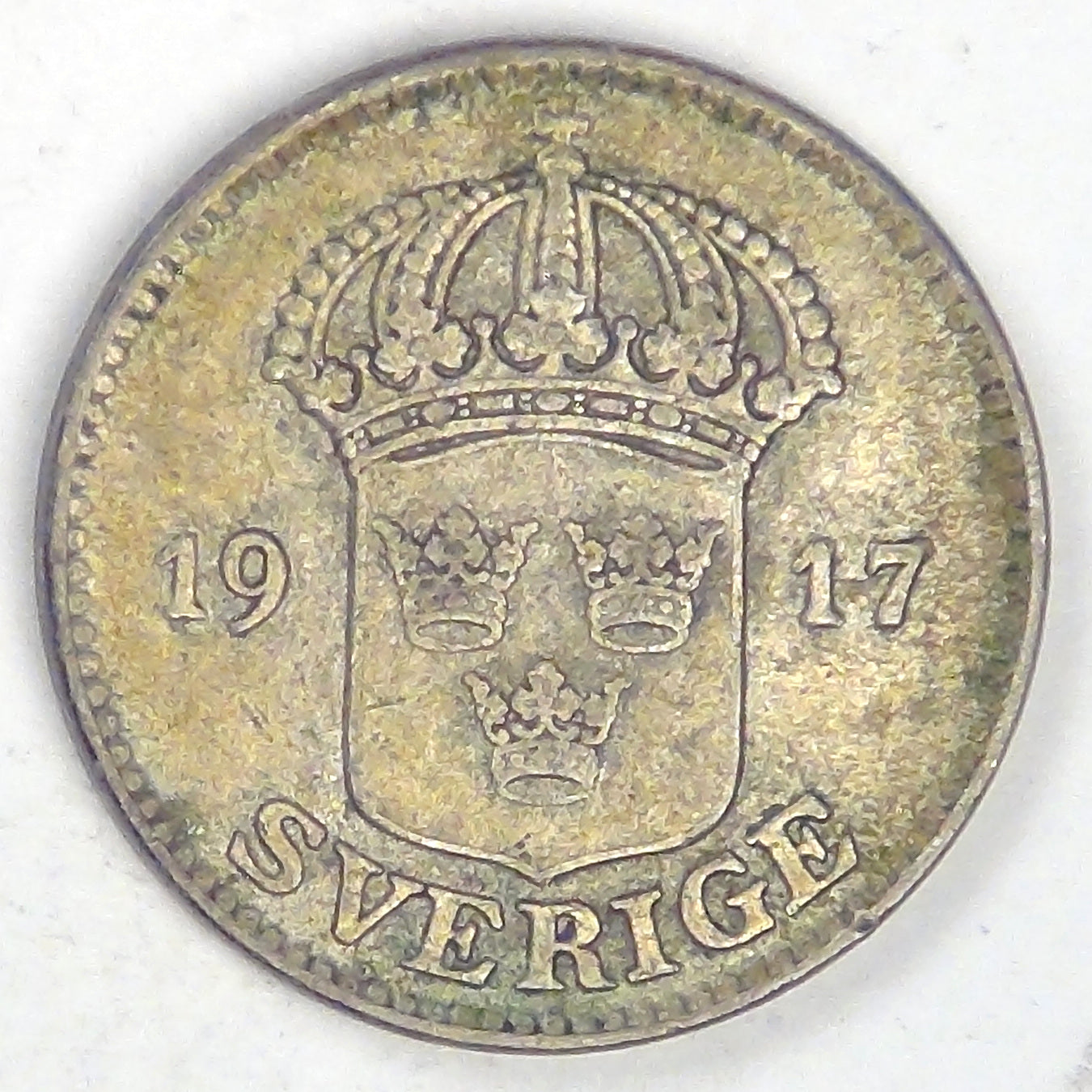 SWEDEN, Gustaf V, 1917, 25 Öre, Very Fine