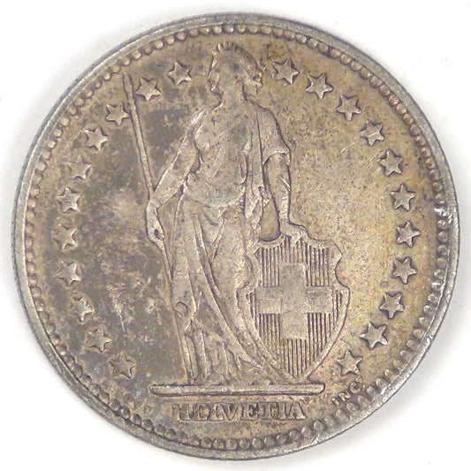 SWITZERLAND, 1908 B, 2 Francs, Very Fine