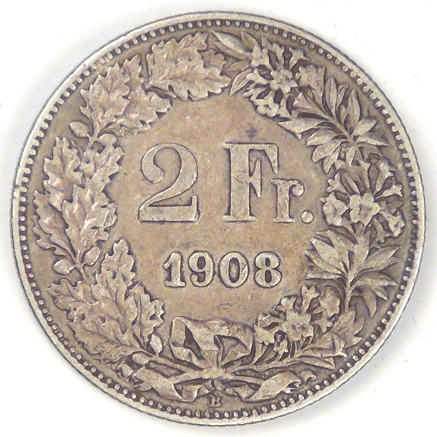 SWITZERLAND, 1908 B, 2 Francs, Very Fine