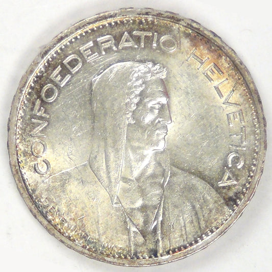 SWITZERLAND, 1951 B, 5 Francs, Choice AU
