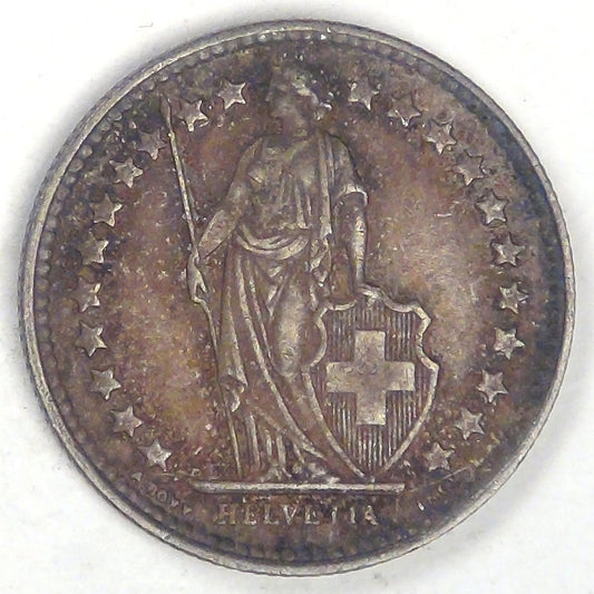 SWITZERLAND, 1921 B, ½ Franc, Choice Extra Fine