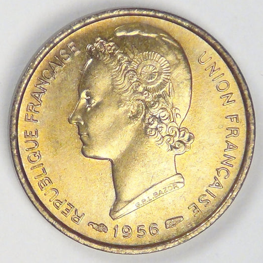 TOGO - French Mandate, 1956, 5 Francs, Gem BU