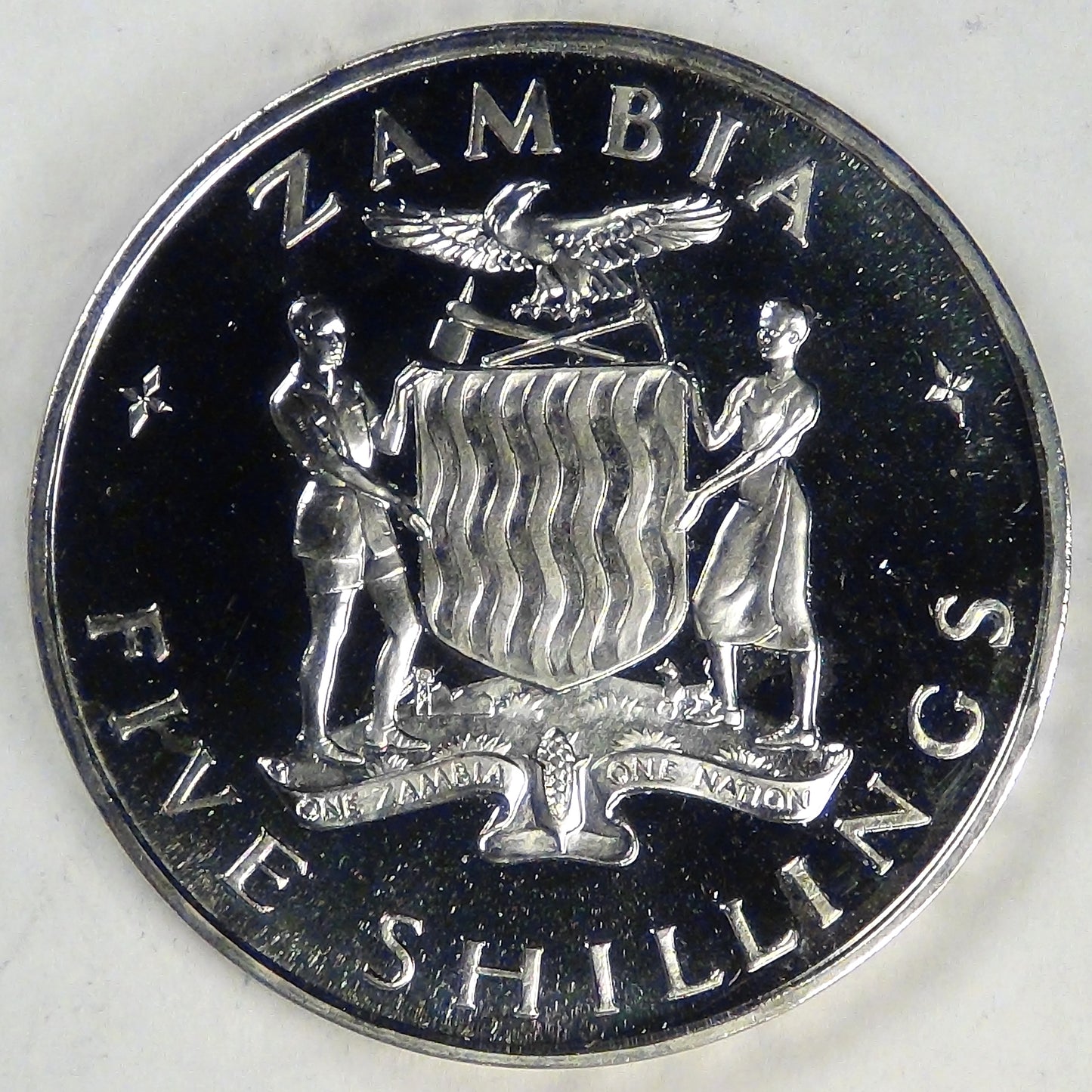 ZAMBIA - Republic, 1965, 5 Shillings, Choice Proof DCAM