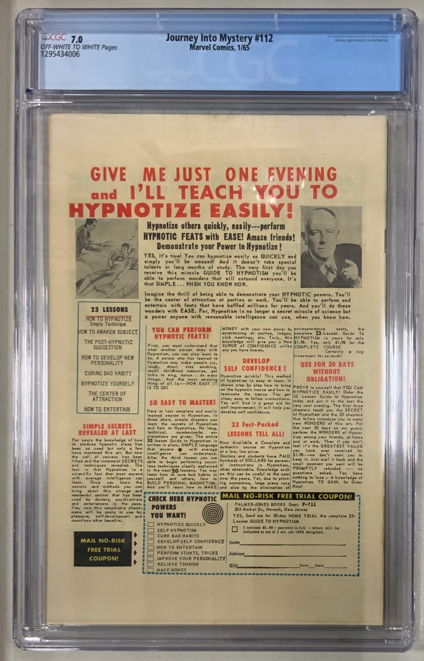 Journey Into Mystery 112 graded FN/VF 7.0 by CGC