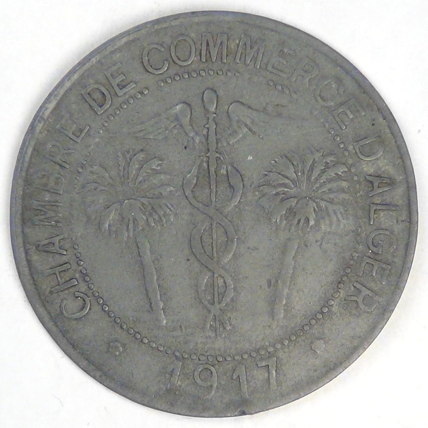 ALGERIA - French Occupation, Alger Chamber of Commerce Token Coinage, 1917, 10 Centimes, VF / Fine