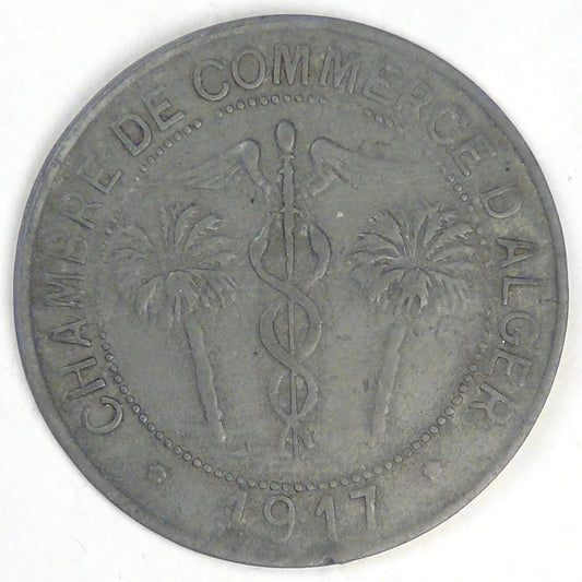 ALGERIA - French Occupation, Alger Chamber of Commerce Token Coinage, 1917, 10 Centimes, VF / Fine