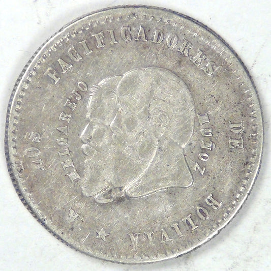 BOLIVIA - Republic, 1865, ½ Melgarejo, Very Fine