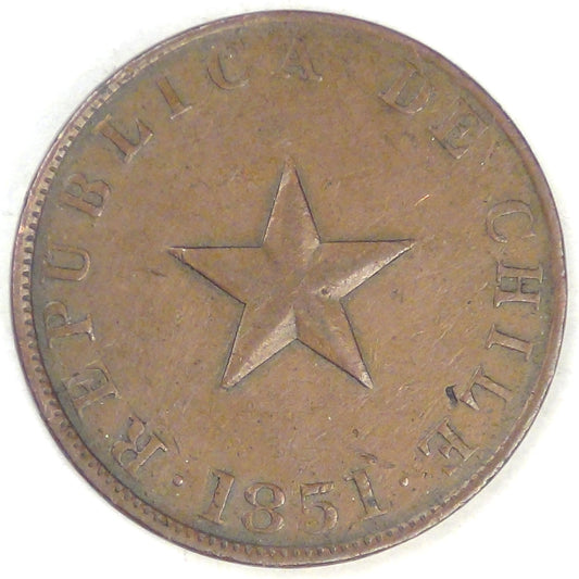 CHILE - Republic, 1851 Centavo, Very Fine