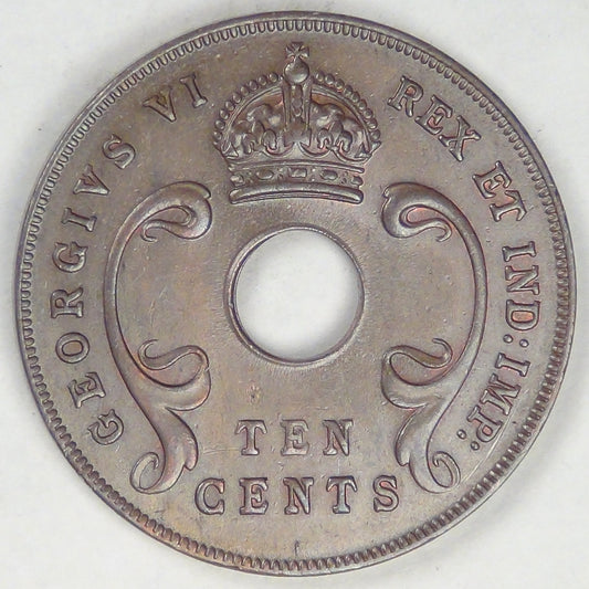 EAST AFRICA - British Colony, George VI, 1941 I, 10 Cents, Choice AU BN