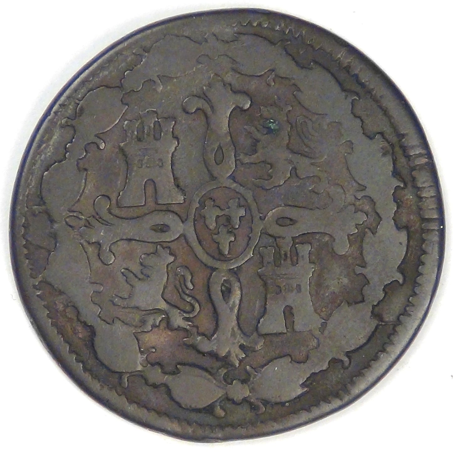 SPAIN - Kingdom, Ferdinand VII, 1818 J, 8 Maravedis, about Very Good