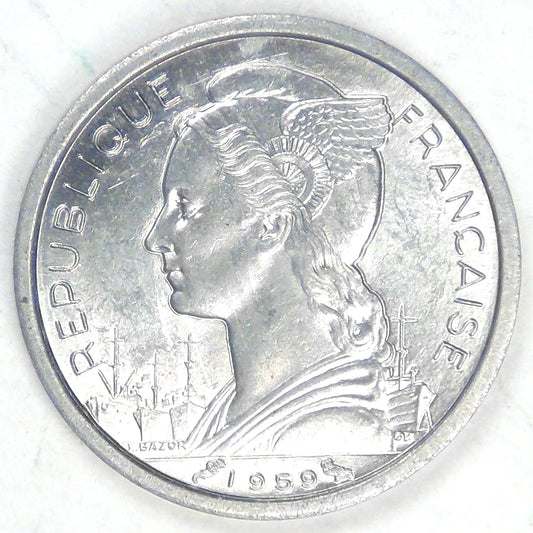 FRENCH SOMALILAND - French Territory, 1959 Franc, Choice BU
