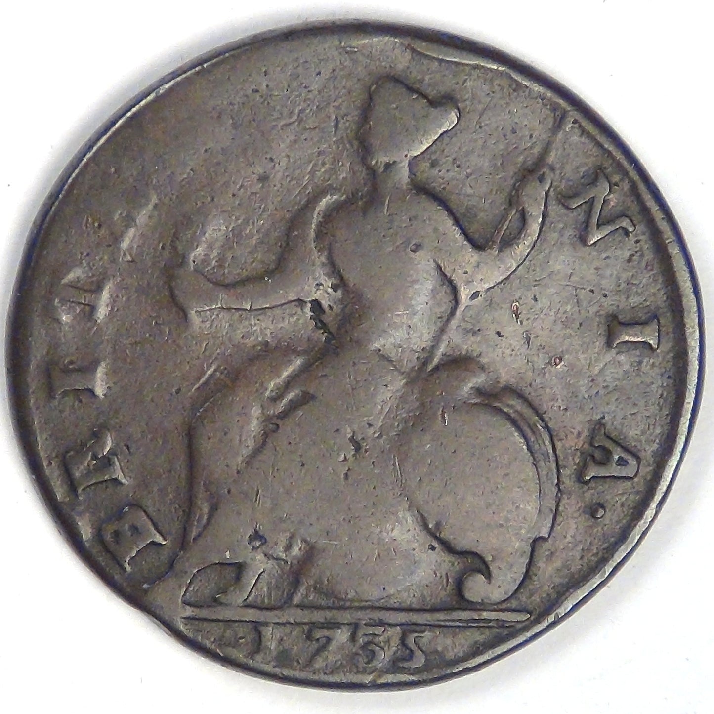 GREAT BRITAIN, George II, 1735, Half Penny, Choice Good