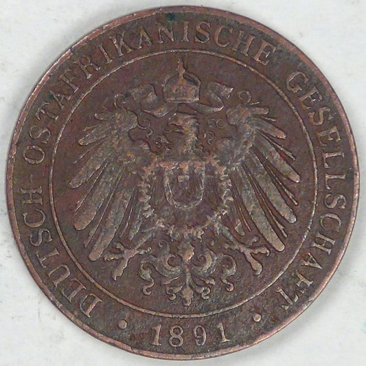 GERMAN EAST AFRICA - Colony, Wilhelm II, AH1308-1891 Pesa, VF details