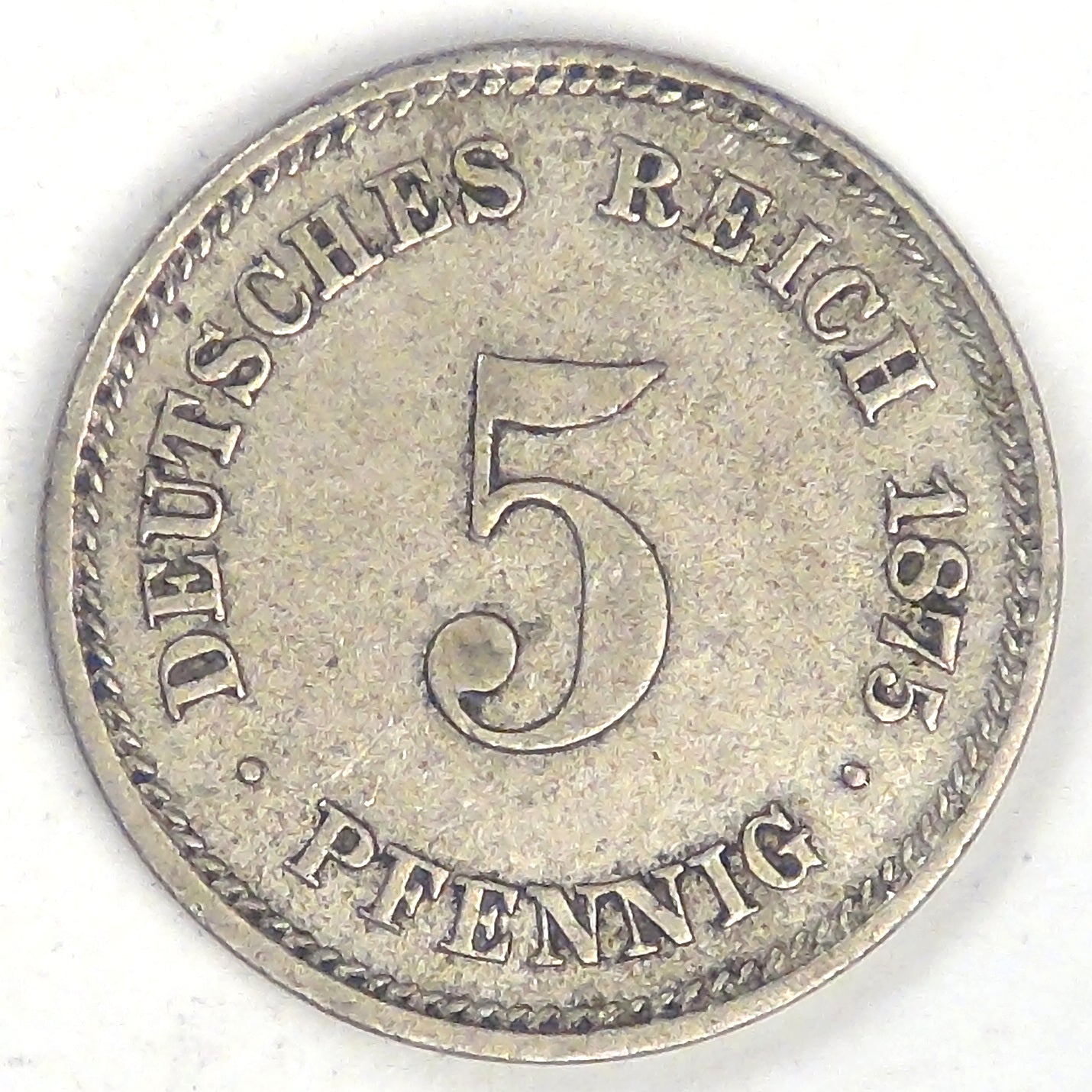 GERMANY - Empire, Wilhelm I, 1875 A, 5 Pfennig, Extra Fine