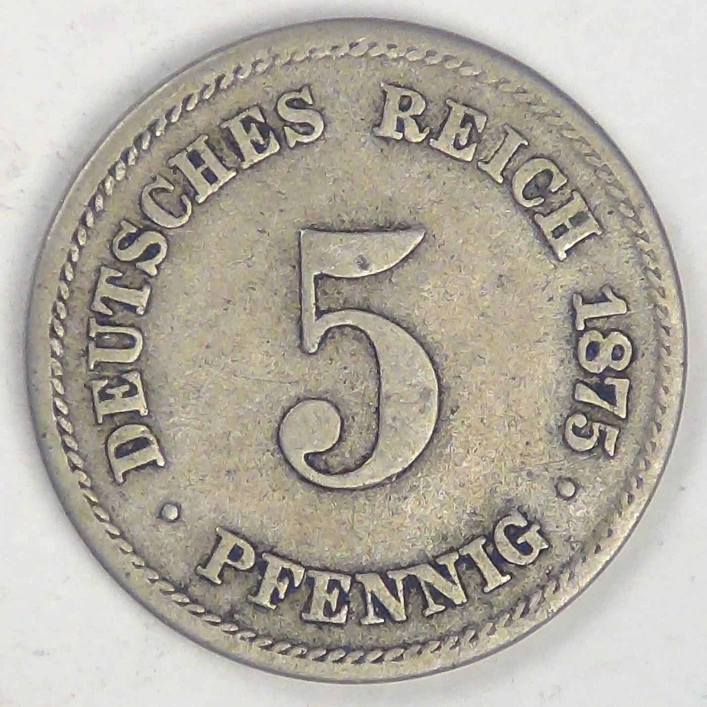 GERMANY - Empire, Wilhelm I, 1875 E, 5 Pfennig, Very Fine