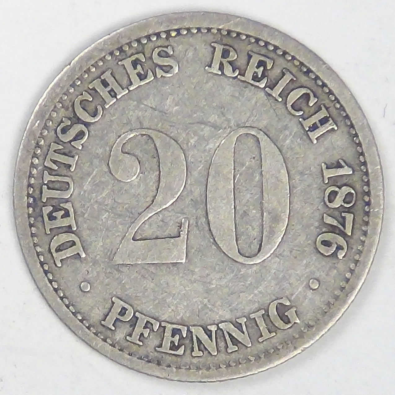GERMANY - Empire, Wilhelm I, 1876 D, 20 Pfennig, Choice Fine