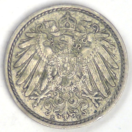 GERMANY - Empire, Wilhelm II, 1904 E, 5 Pfennig, Extra Fine