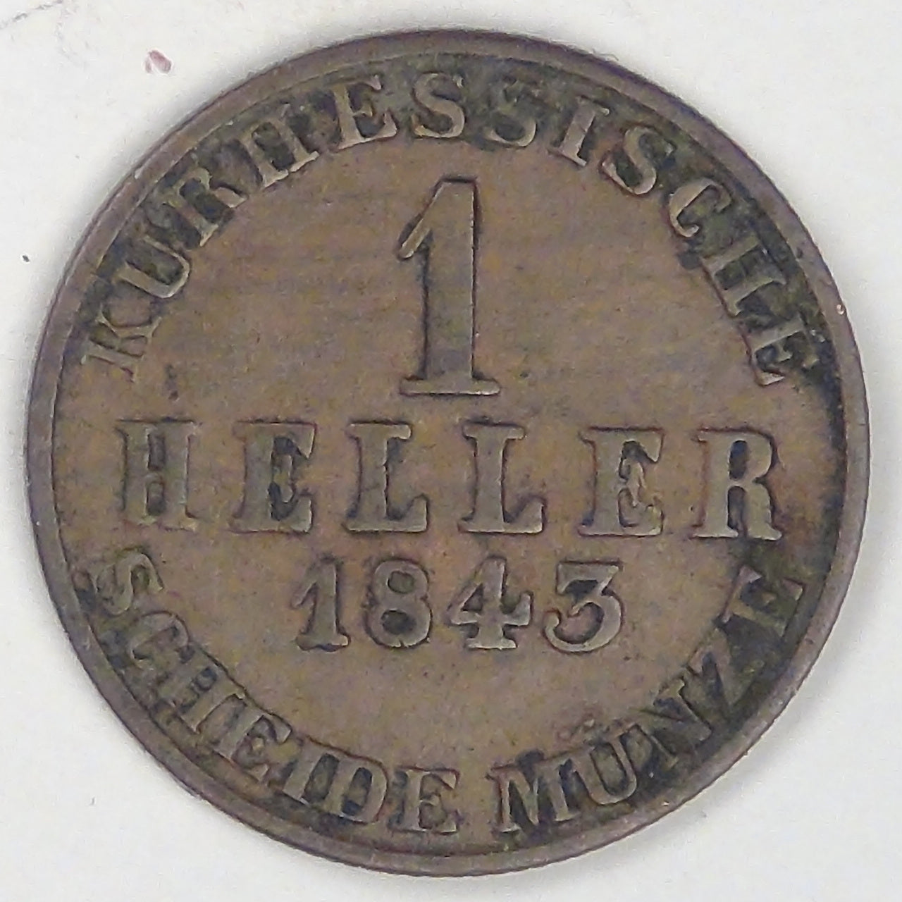 GERMANY - Hesse-Cassel, Friedrich Wilhelm, 1843 Heller, Very Fine