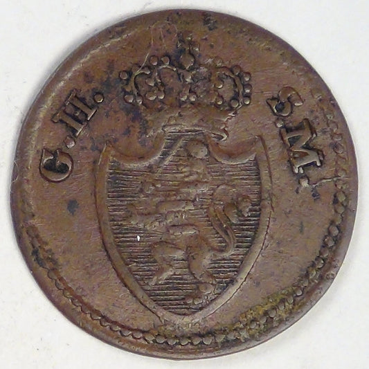 GERMANY - Hesse-Darmstadt, Ludwig I, 1819 Pfennig, Very Fine