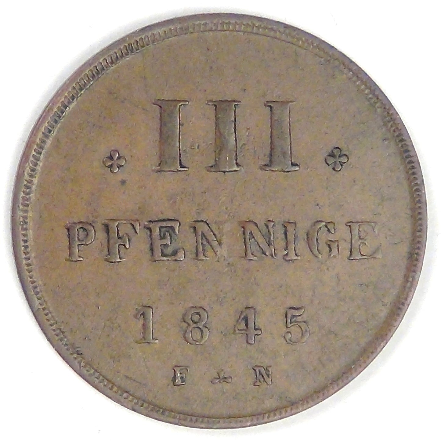 GERMANY - Mecklenburg-Strelitz, Georg, 1845, 3 Pfennige, Extra Fine