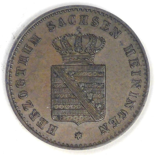 GERMANY - Duchy of Saxe-Meiningen, Bernhard II, 1870, 2 Pfennige, Extra Fine