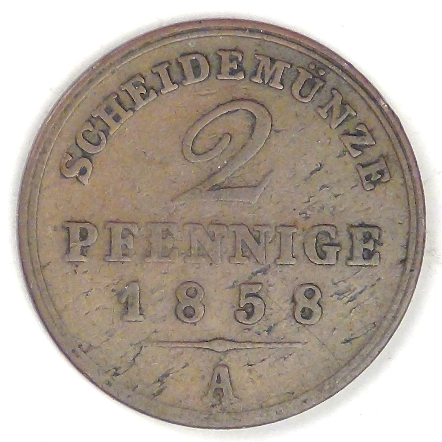 GERMANY - Principality of Schaumburg-Lippe, Georg Wilhelm, 1858 A, 2 Pfennige, Fine+