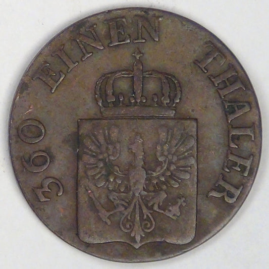 GERMANY - Prussia, Friedrich Wilhelm IV, 1845 A, Pfennig, Very Fine