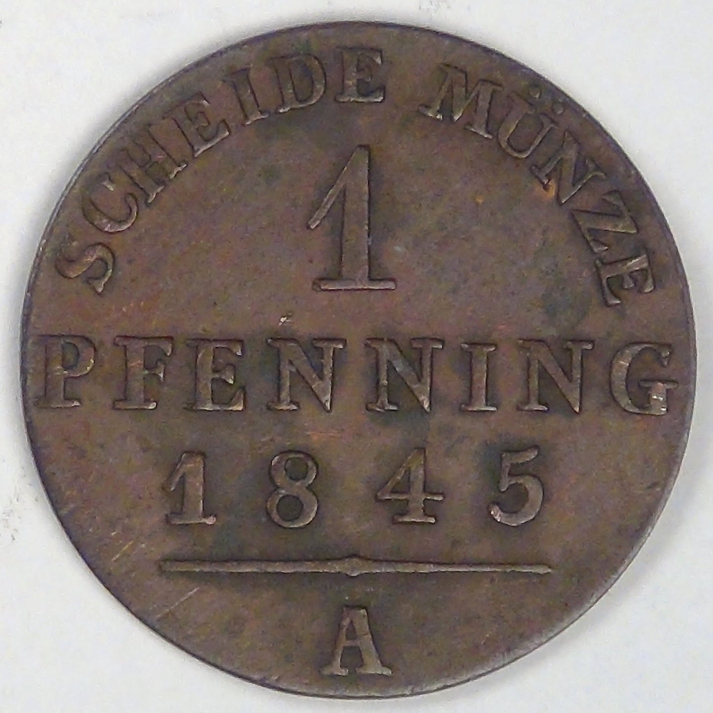 GERMANY - Prussia, Friedrich Wilhelm IV, 1845 A, Pfennig, Very Fine